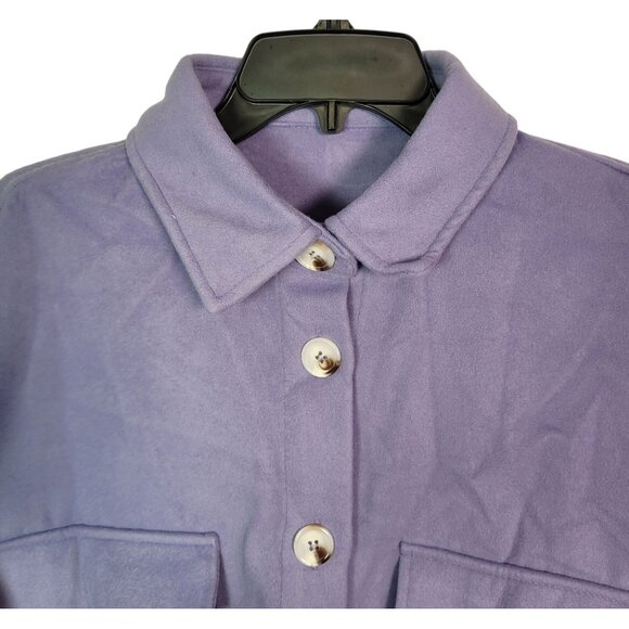 Women Oversized Button-Up Shirt Jacket With Flap Pockets & Collared Neckline XXL - Picture 5 of 11